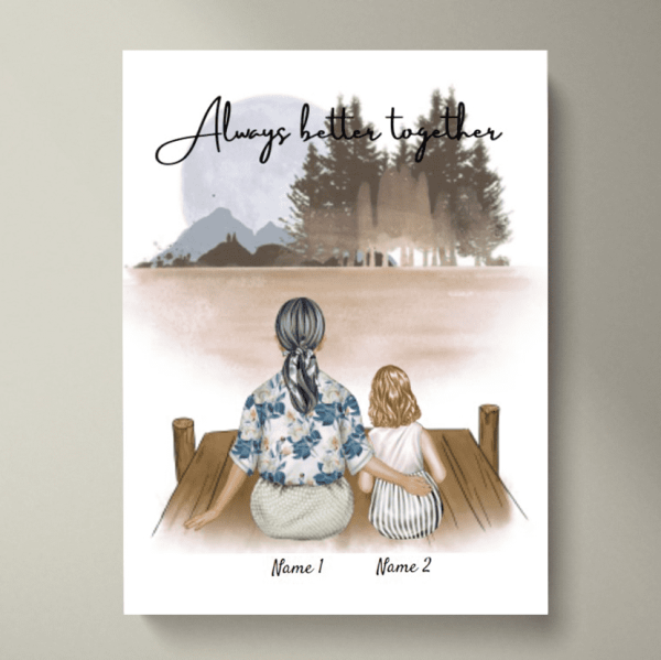 Lieblingsoma mit Enkeln - Personalisiertes Poster (1-2 Enkelkinder)