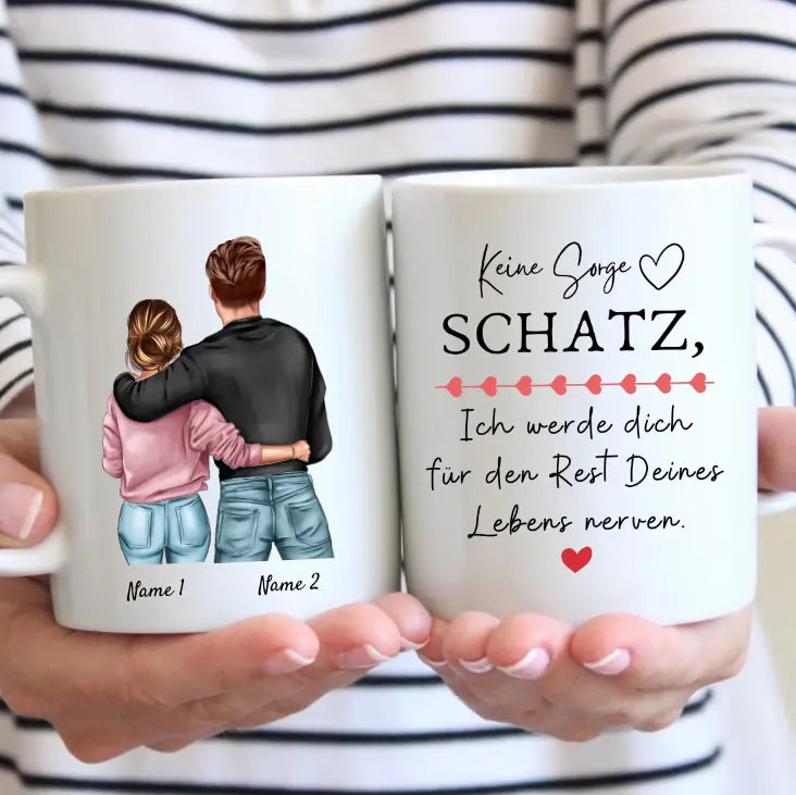 Keine Sorge Schatz - Personalisierte Pärchen-Tasse
