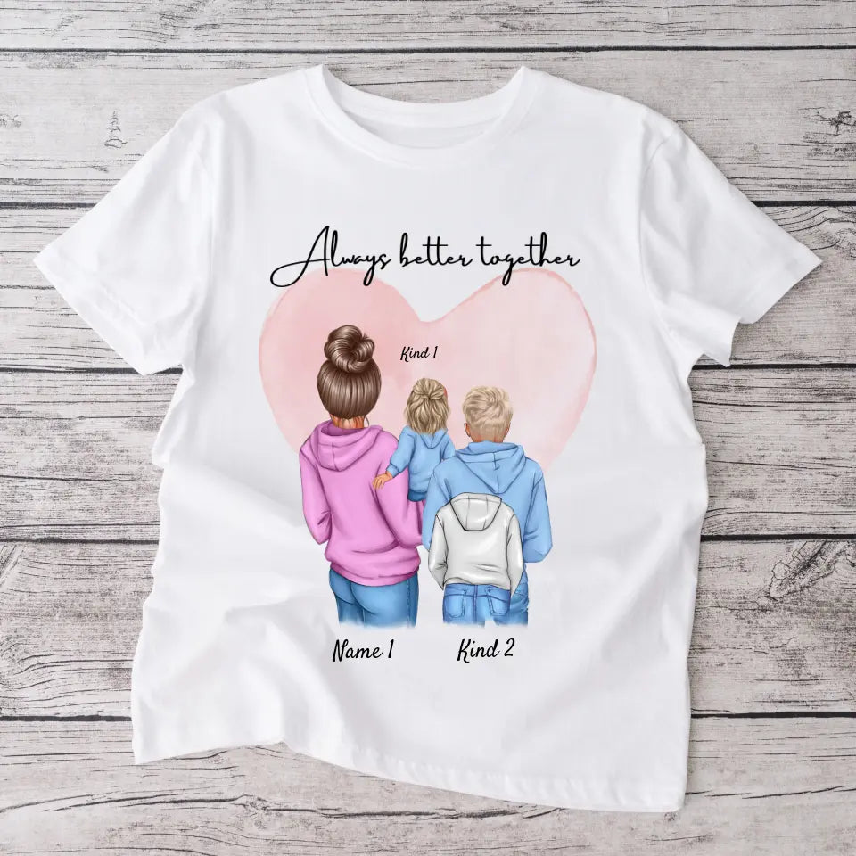 Beste Mama - Personalisiertes T-Shirt Mutter & Kinder/Jugendliche (100% Baumwolle, Unisex)
