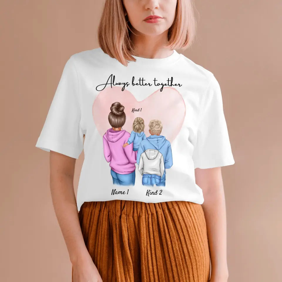 Beste Mama - Personalisiertes T-Shirt Mutter & Kinder/Jugendliche (100% Baumwolle, Unisex)