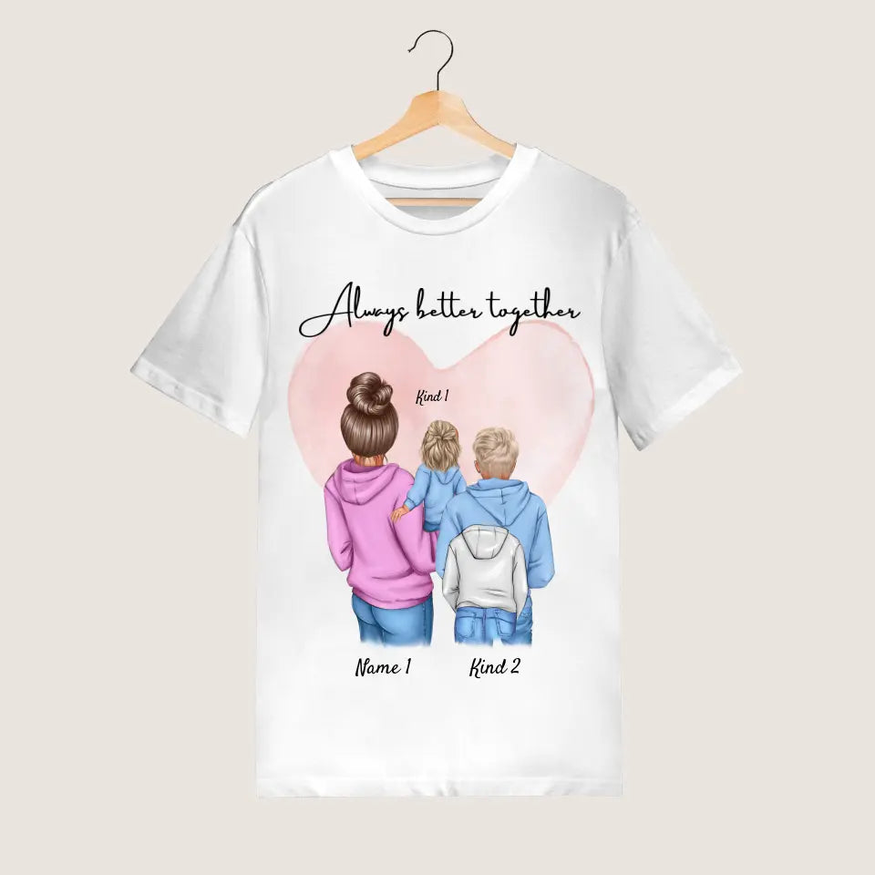 Beste Mama - Personalisiertes T-Shirt Mutter & Kinder/Jugendliche (100% Baumwolle, Unisex)