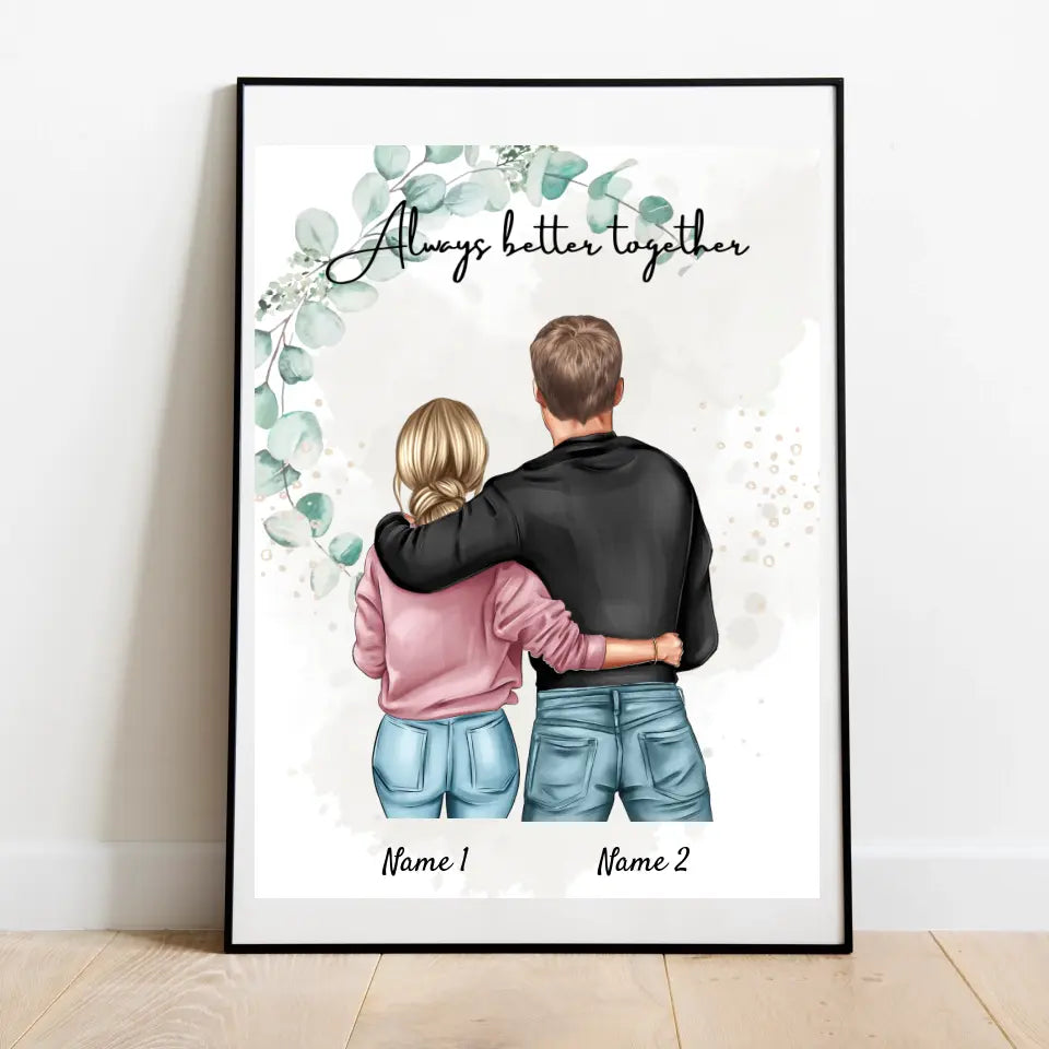 Bestes Pärchen - Personalisierte Leinwand (Frau mit Mann)