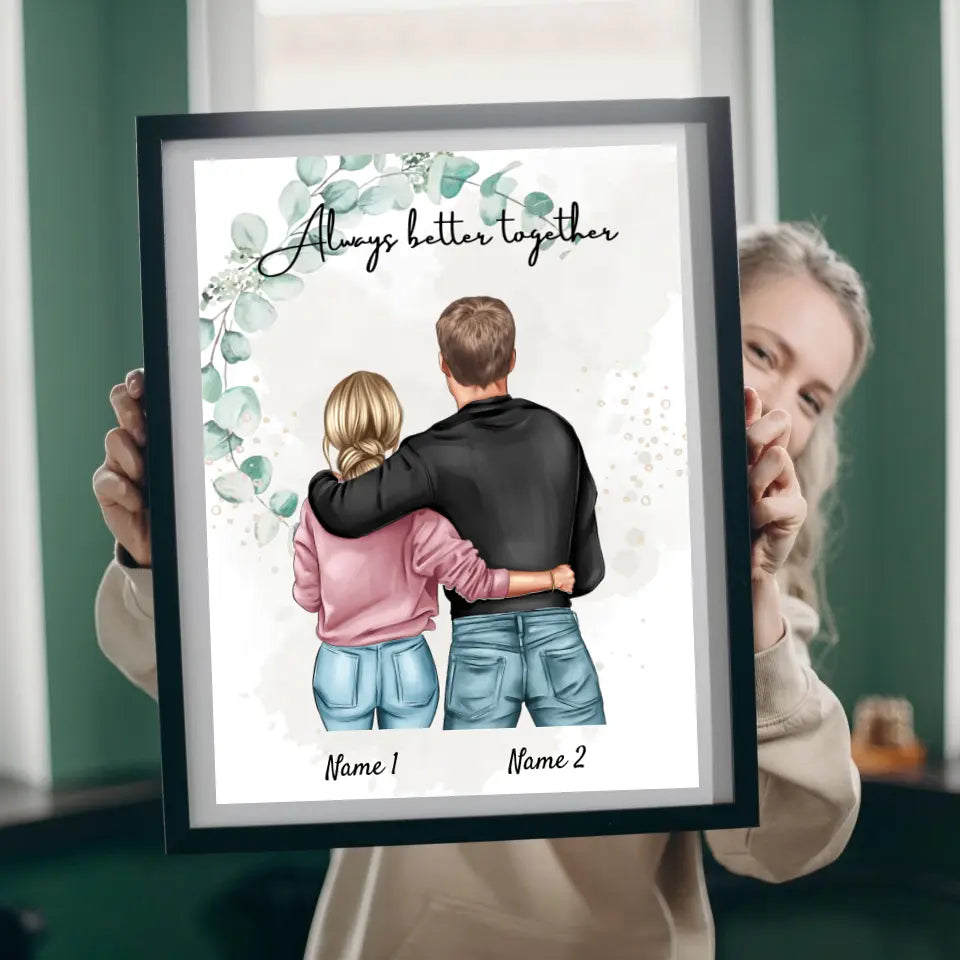 Bestes Pärchen - Personalisierte Leinwand (Frau mit Mann)