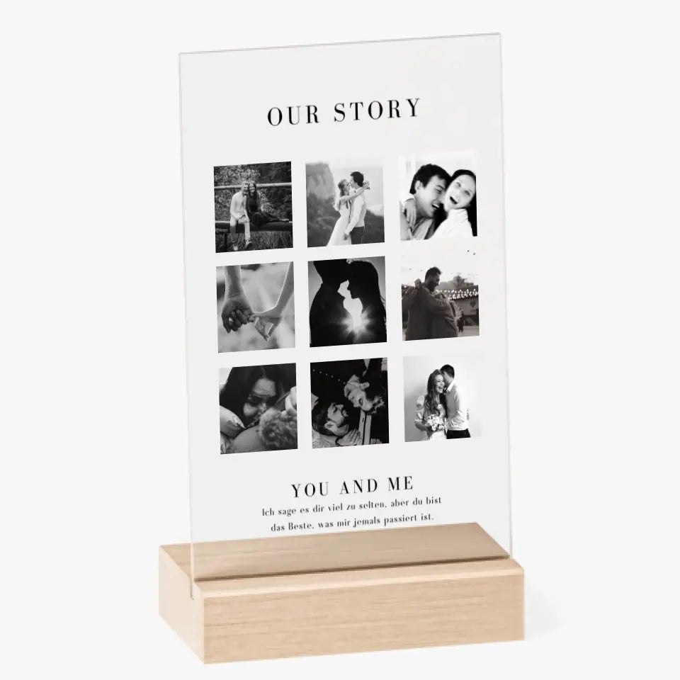 "Our Story" Personalisiertes Pärchen Acrylglas Cover - Fotocollage (4-9 Bilder)