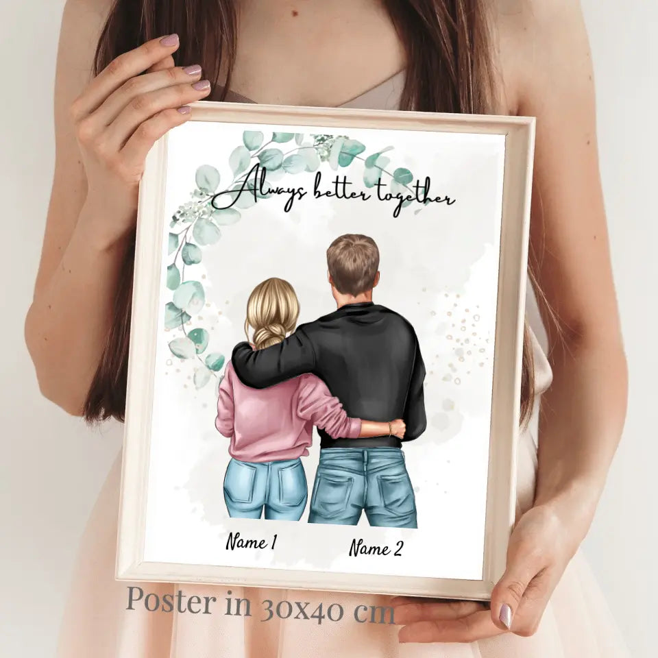 Bestes Pärchen - Personalisiertes Poster (Frau mit Mann)