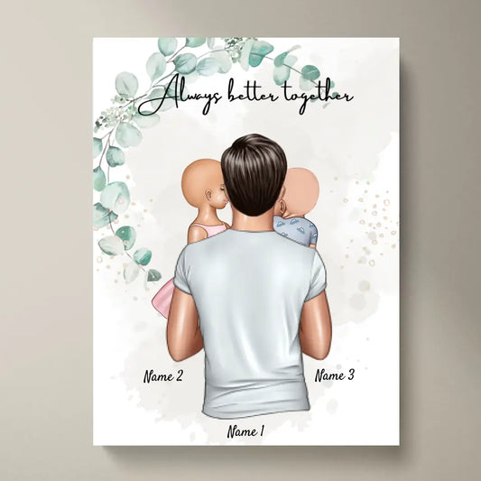 Bester Papa - Personalisiertes Poster (Vater mit Kindern)