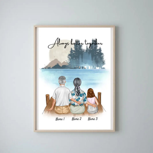 Großeltern mit Enkeln - Personalisiertes Poster (Oma
& Opa mit bis 2 Enkelkinder)