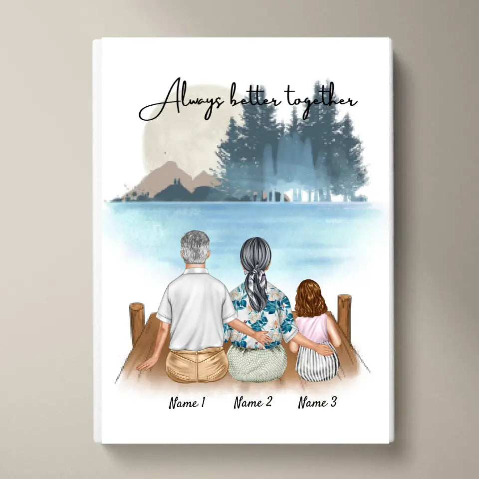 Großeltern mit Enkeln - Personalisiertes Poster (Oma
& Opa mit bis 2 Enkelkinder)