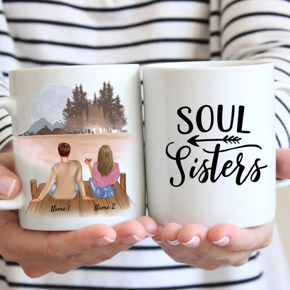 Beste Freunde Tasse (Mann & Frau) - Personalisierte Tasse (2-3 Personen)