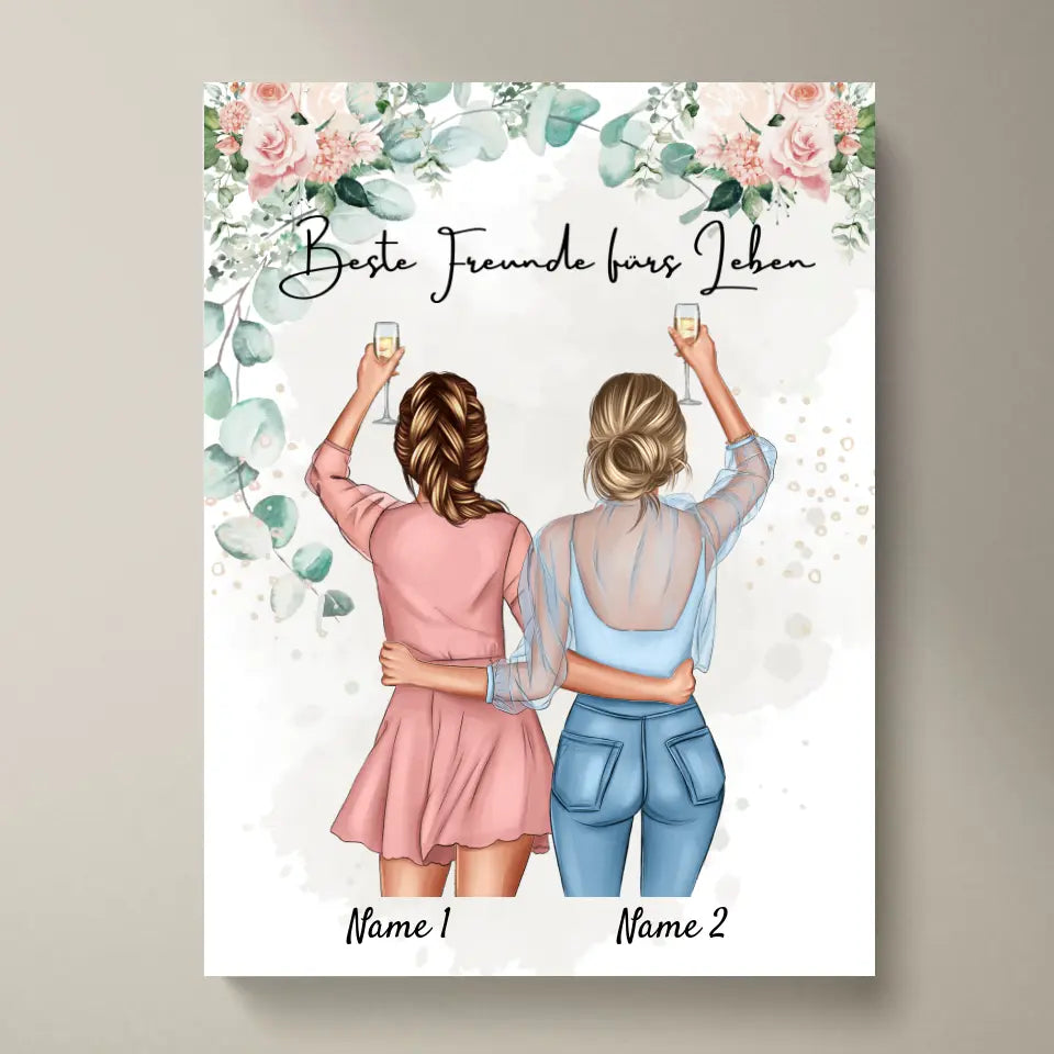 Beste Freundinnen/ Schwestern - Personalisiertes Poster