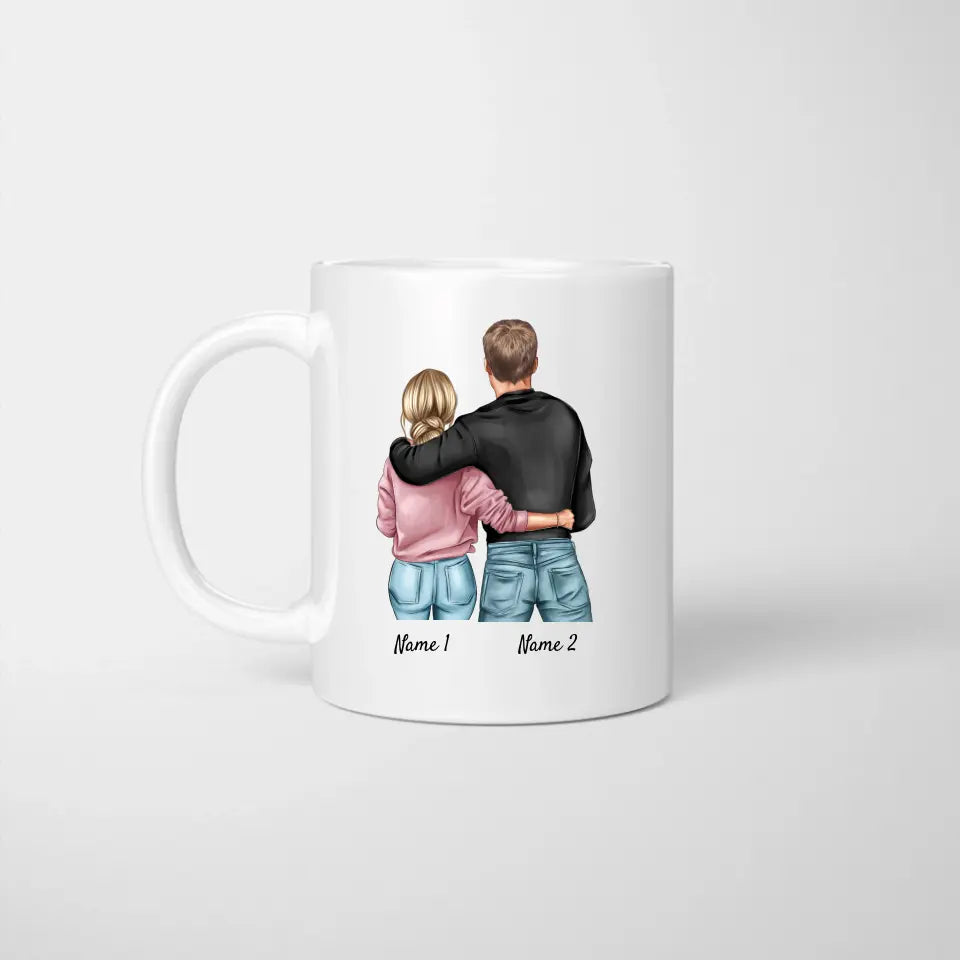 Personalisiertes Pärchen Tasse 'Schatz Definition' – Schwarz, Beidseitig Bedruckt