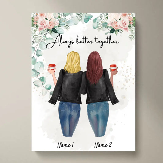 Beste Freundinnen Lederjacke - Personalisiertes Poster (2-3 Personen)