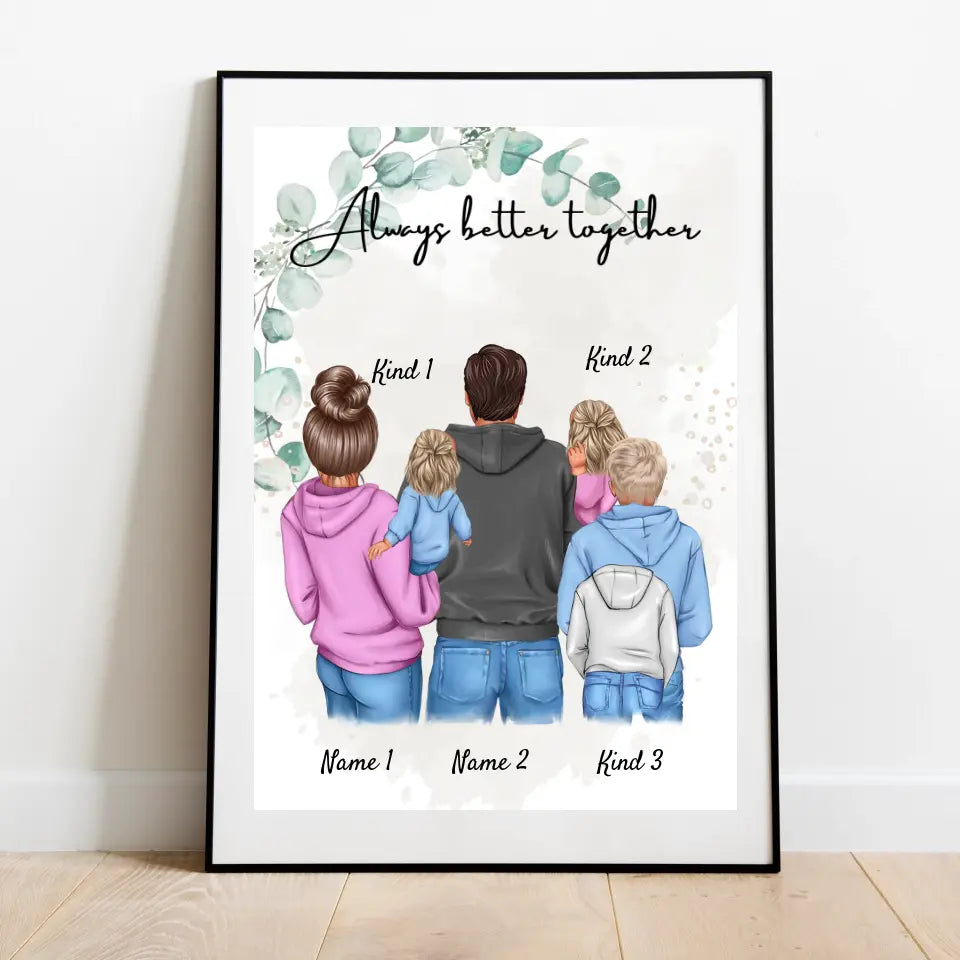 Meine Familie Poster - Personalisiertes Poster (1-4 Kinder)