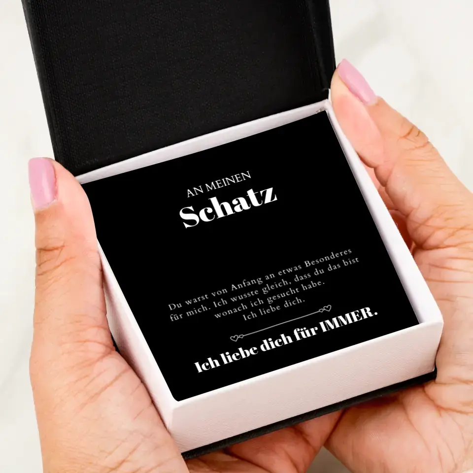 Ich liebe dich - Halskette mit Gold-Herzanhänger & personalisierter Karte (Valentinstagsgeschenk)