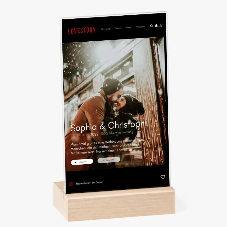 Personalisiertes Acryl-Glas Netflix Cover "Lovestory"