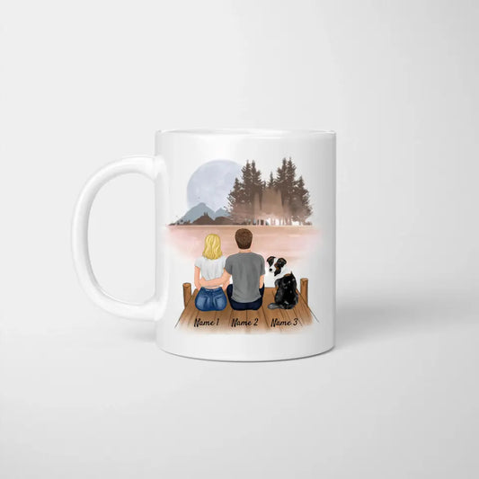 Pärchen mit Haustier - Personalisierte Tasse (Hund, Katze)