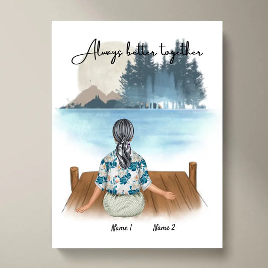 Lieblingsoma mit Enkeln - Personalisiertes Poster (1-2 Enkelkinder)