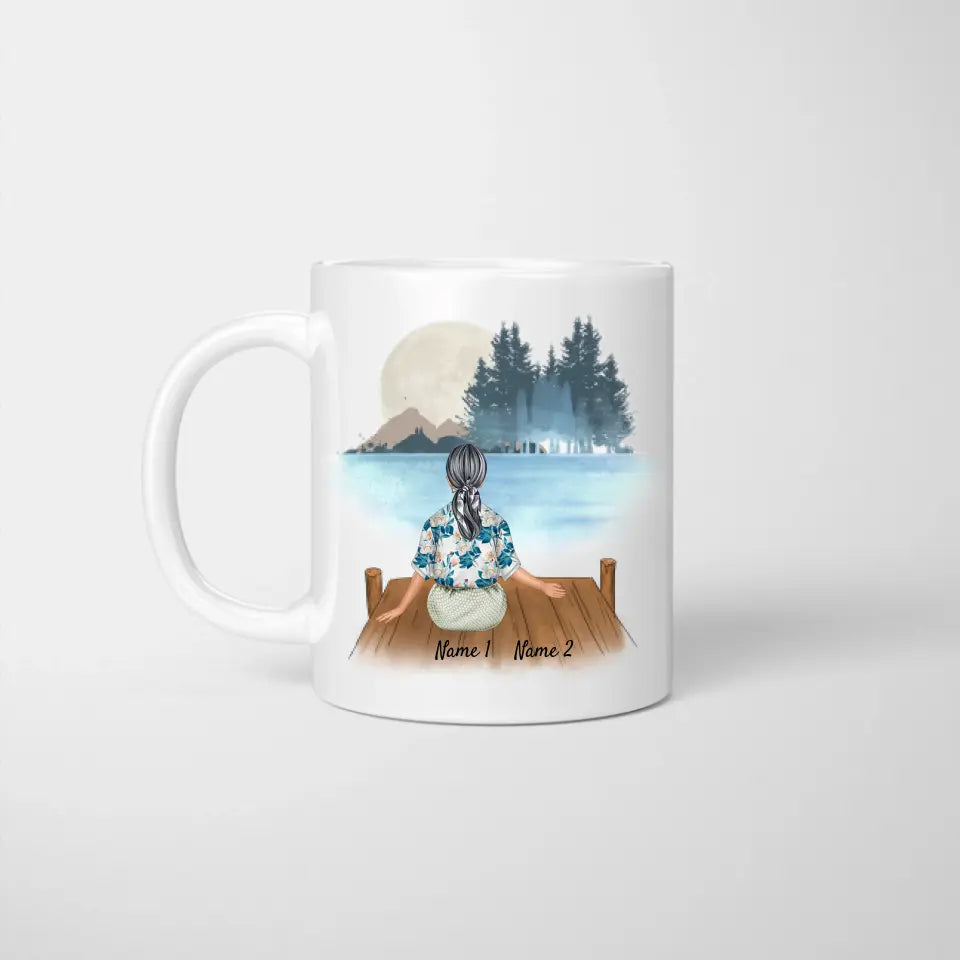 Oma mit Enkel/Enkelin - Personalisierte Tasse Großeltern (2-3 Personen)