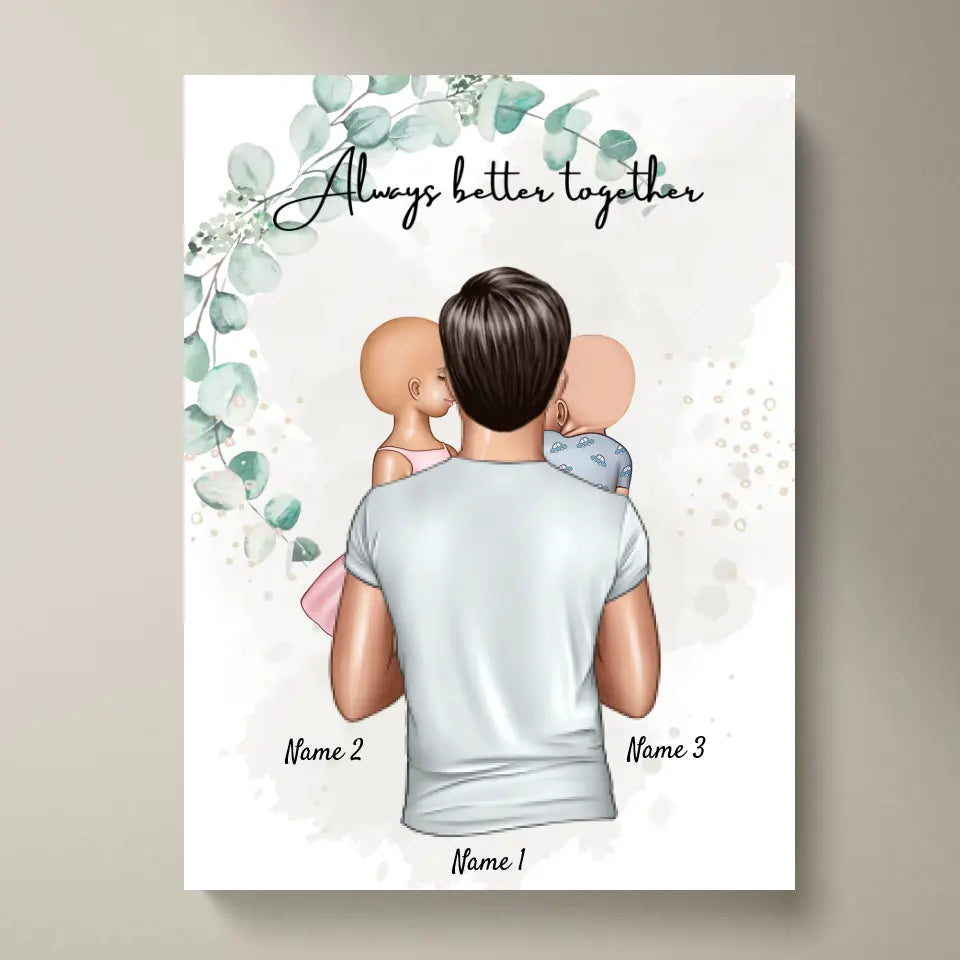 Bester Papa - Personalisiertes Digitales Bild (Vater mit Kindern)