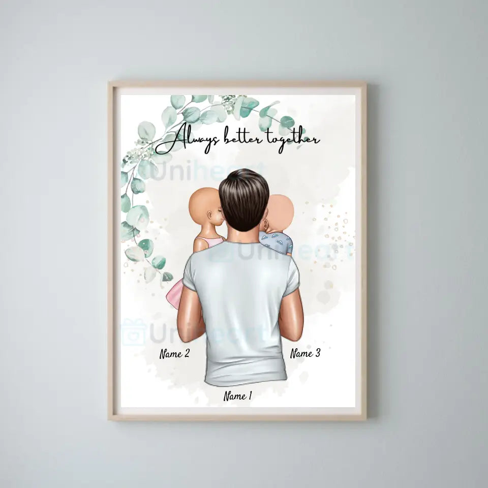 Bester Papa - Personalisiertes Digitales Bild (Vater mit Kindern)