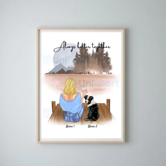 Frauchen mit Haustier - Personalisiertes Digitales Bild (1-2 Haustiere)