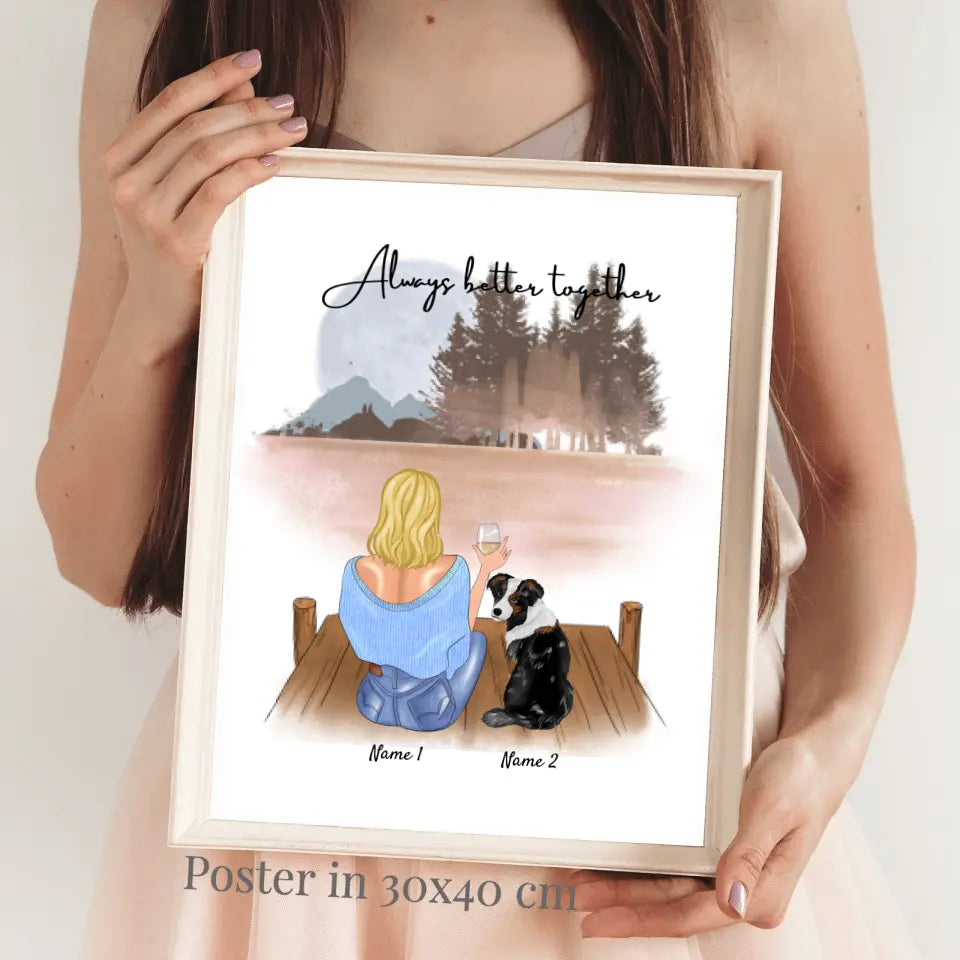 Frauchen mit Haustier - Personalisiertes Digitales Bild (1-2 Haustiere)