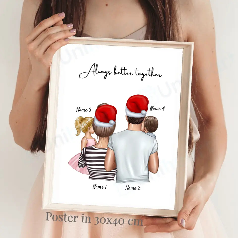 Familie an Weihnachten - Personalisiertes Poster