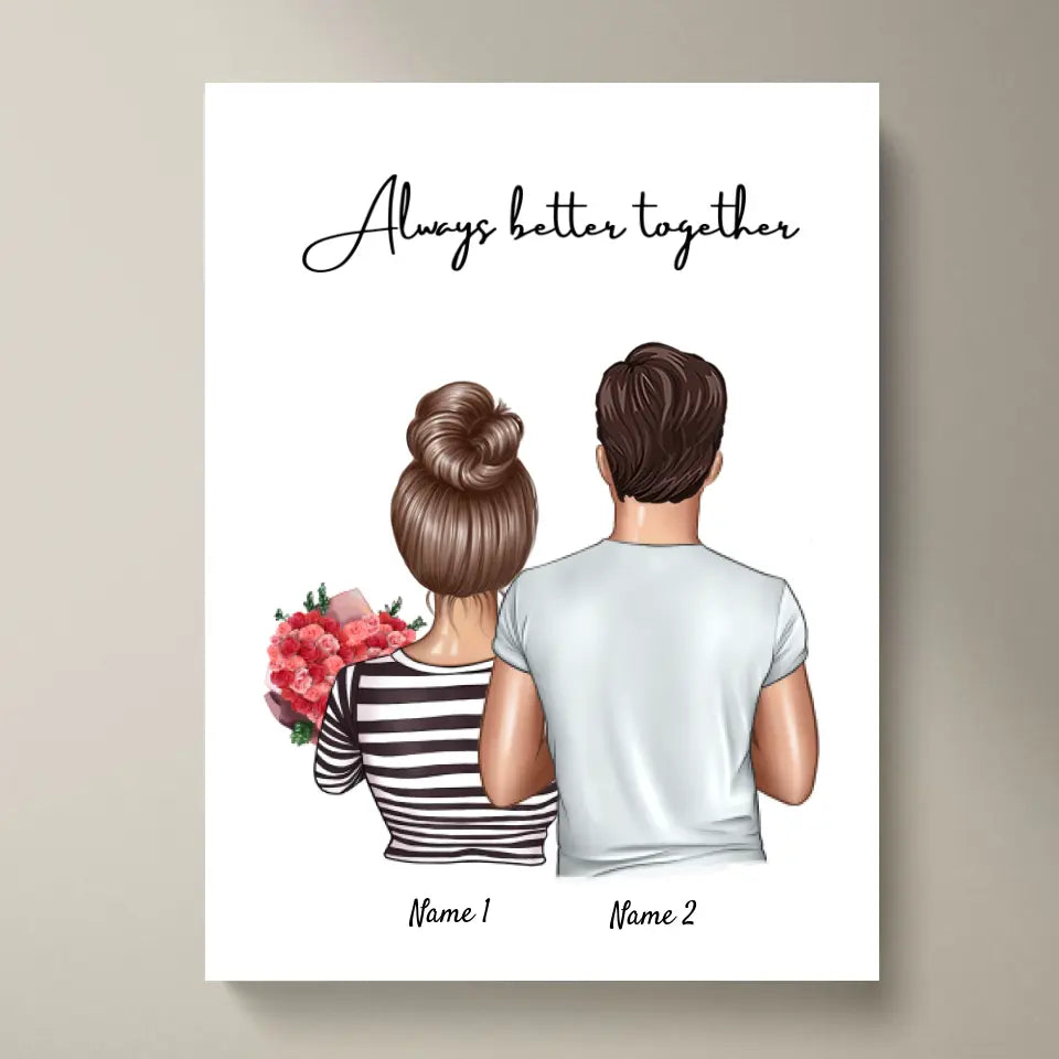 Glückliches Pärchen - Personalisiertes Poster (Pärchen, 1-3 Kinder)