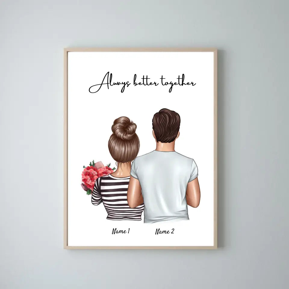 Glückliches Pärchen - Personalisiertes Poster (Pärchen, 1-3 Kinder)