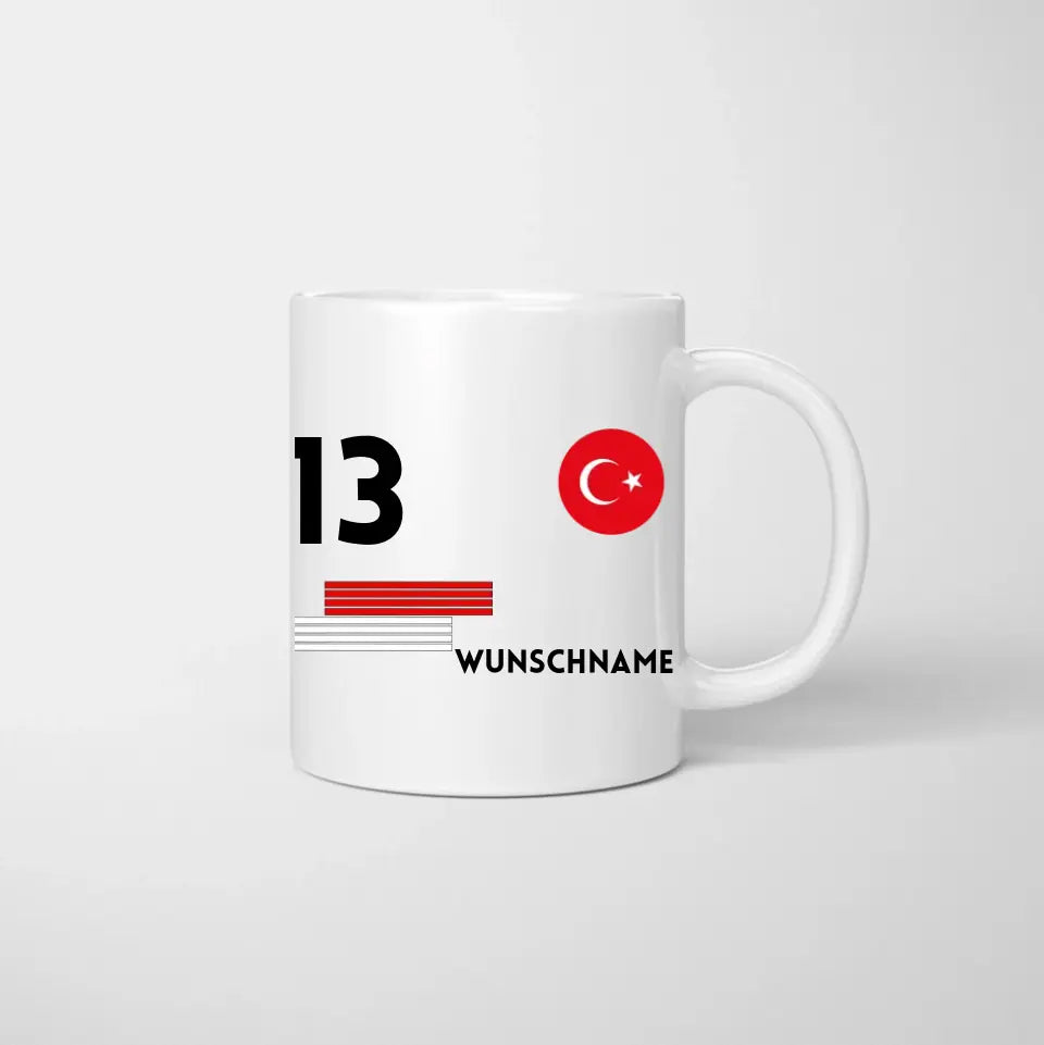 Türkei-Tasse - Personalisierte Tasse zu Fußball, Wunschnummer und Name, individuelle Tasse Fan Tasse Türkei