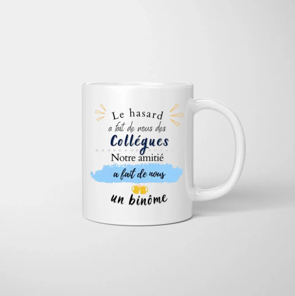Un binome, Meilleures collègues avec boisson - Mug personnalisé (2-4 personnes), cadeau individuel