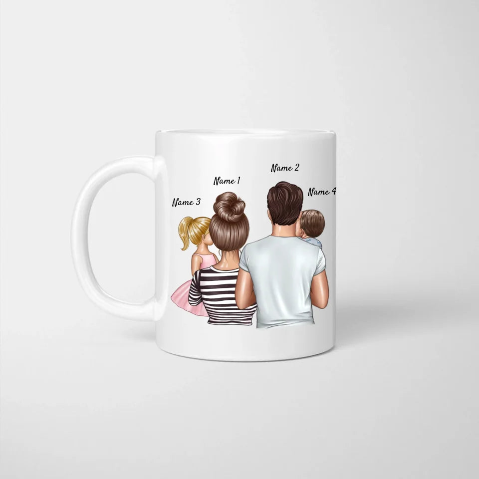 Eltern mit Kindern - Personalisierte Tasse