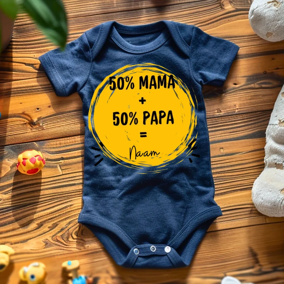 50% Mama + 50% Papa = Me - Gepersonaliseerde baby onesie/ romper voor Kerstmis, 100% biologisch katoen