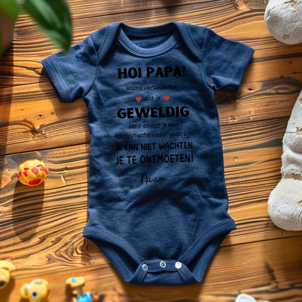 Hoi papa! - Gepersonaliseerde baby onesie/ romper voor Kerstmis, 100% biologisch katoen