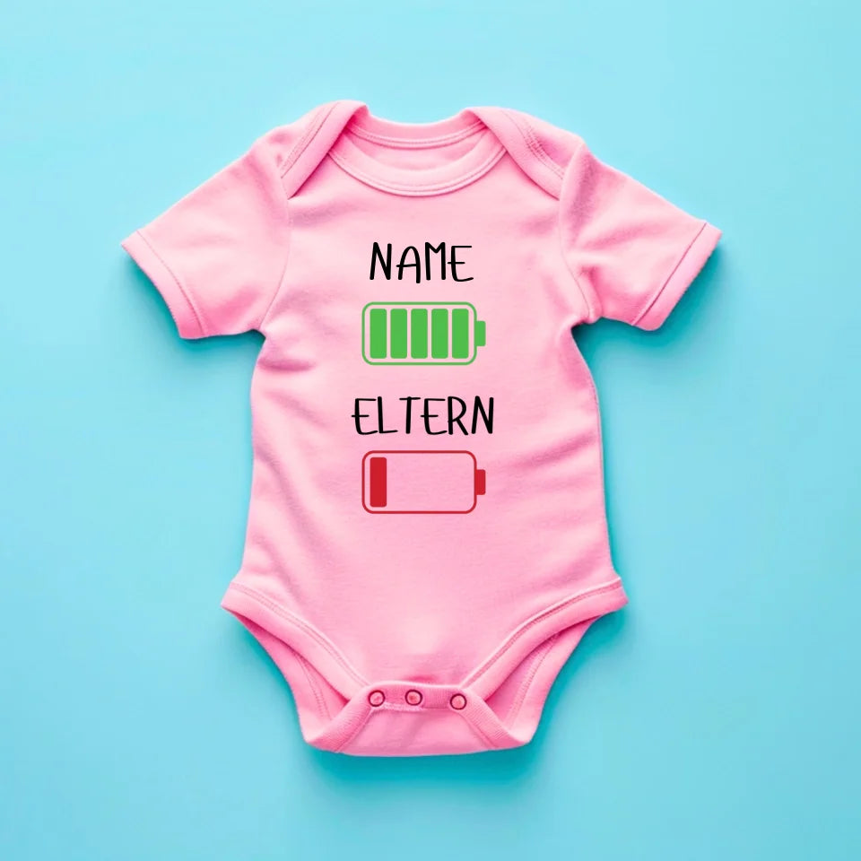 Ich: Viel Energie, Eltern: Wenig Energie - Personalisierter Baby-Onesie/ Strampler, 100% Bio-Baumwolle
