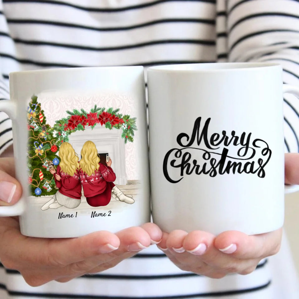 Weihnachts-Freundinnen - Personalisierte Tasse (2-3 Personen)