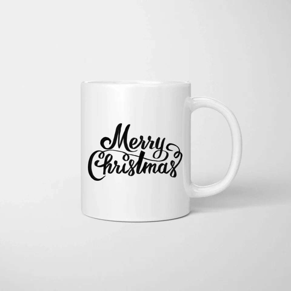 Weihnachten Familie mit Kind & Haustier - Personalisierte Tasse