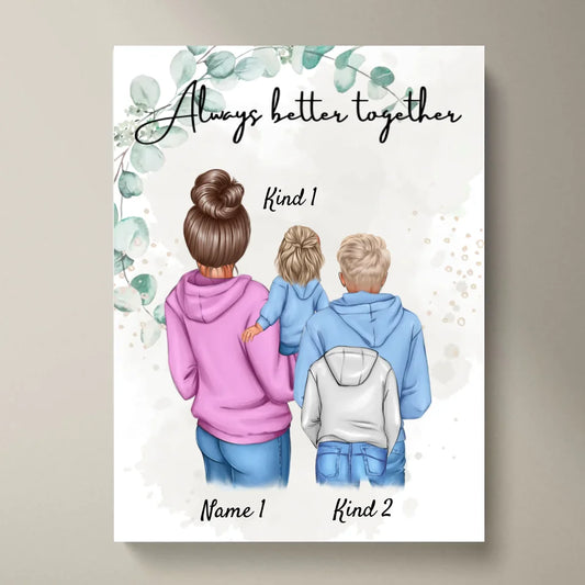 Beste Mama Poster - Personalisiertes Poster (1-4 Kinder, Teenager)