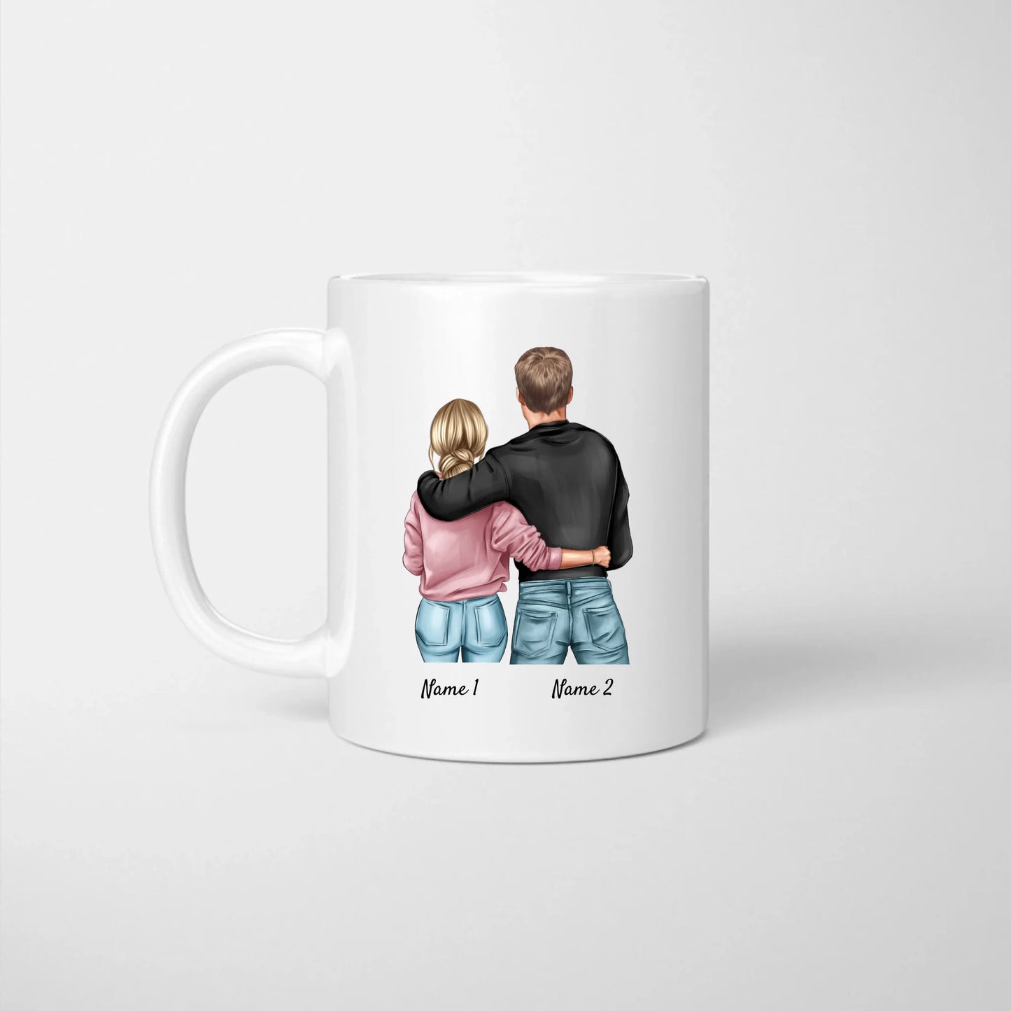 Was meins ist, ist meins - Angeleckt - Personalisierte Pärchen-Tasse, individuelles Geschenk Partner Valentinstag