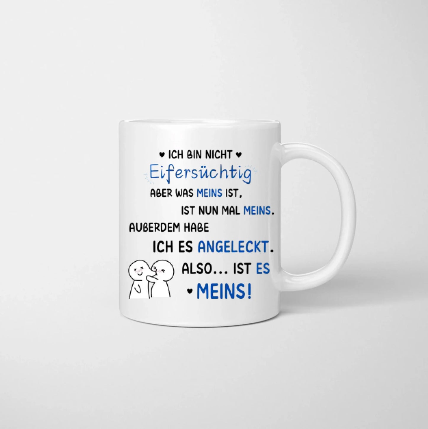 Was meins ist, ist meins - Angeleckt - Personalisierte Pärchen-Tasse, individuelles Geschenk Partner Valentinstag