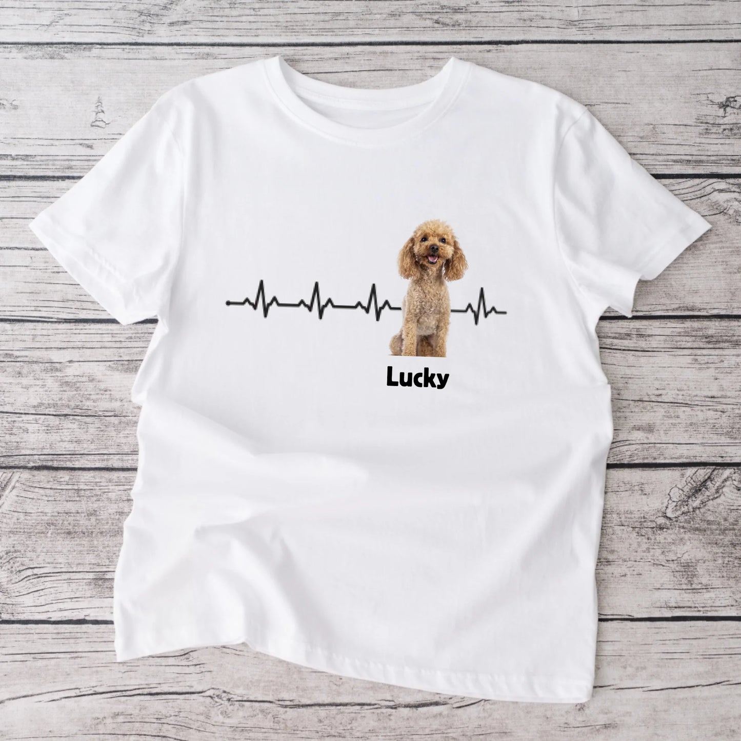 Personalisiertes Foto T-Shirt - "Herzfrequenz" mit Bild von deinem Haustier