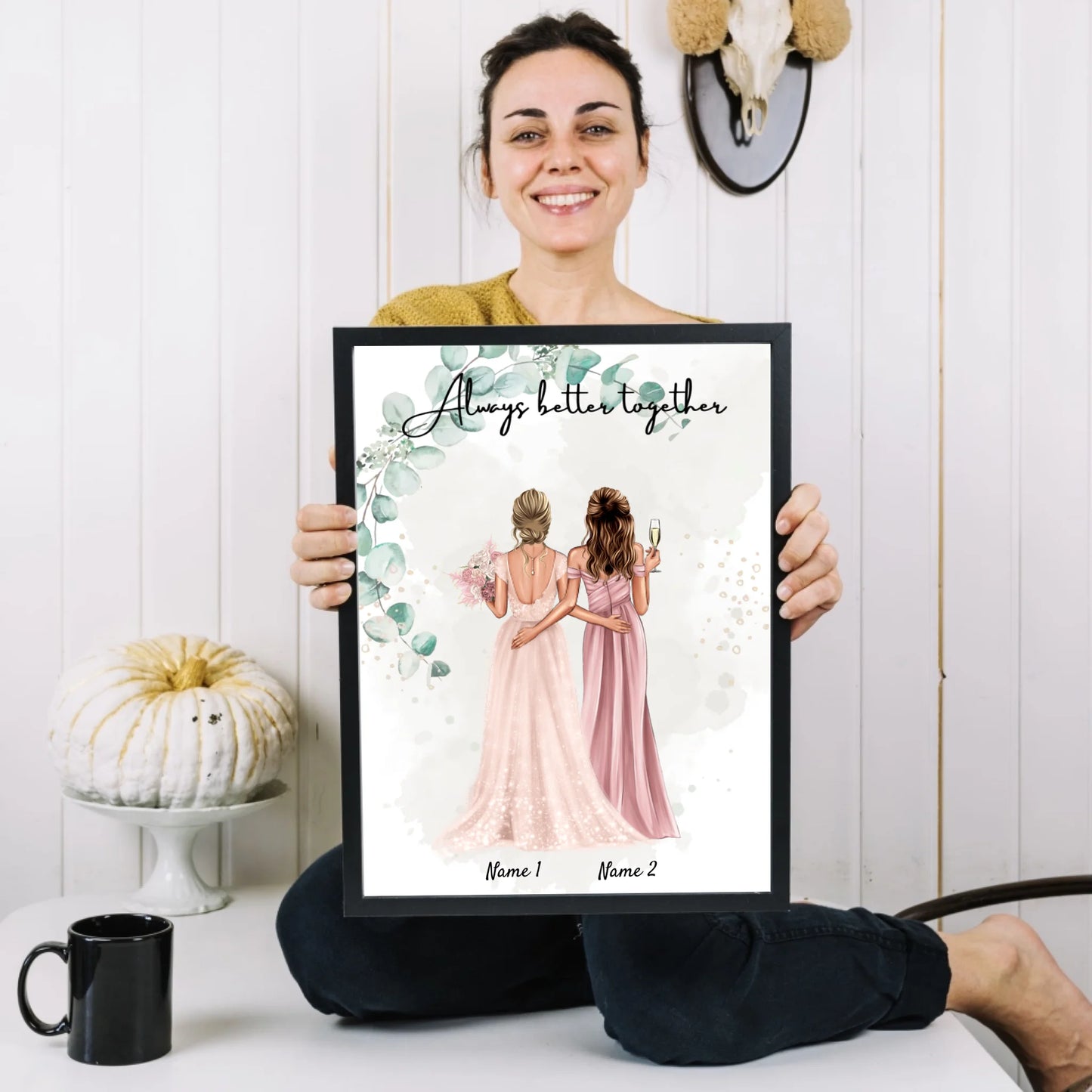 Braut & Trauzeugin - Personalisiertes Poster zur Verlobung/Hochzeit