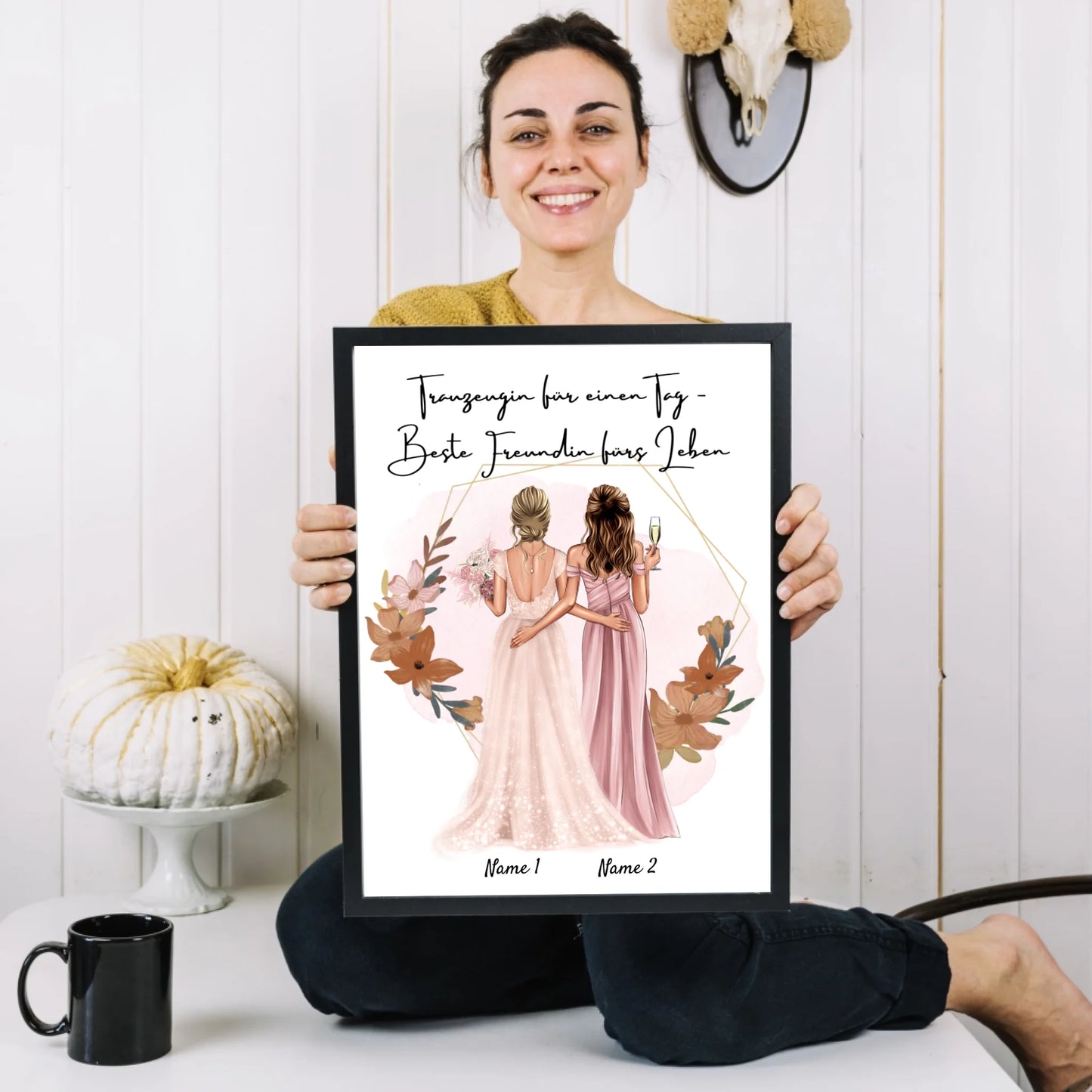 Trauzeugin für einen Tag - Beste Freundin fürs Leben - Personalisiertes Poster zur Verlobung/Hochzeit