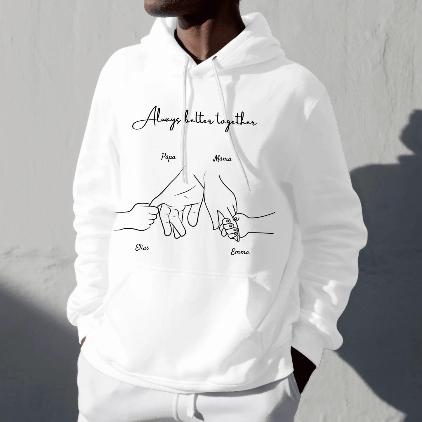 Hand in Hand - Personalisierter Kapuzen-Pullover Unisex, Familien-Hoodie