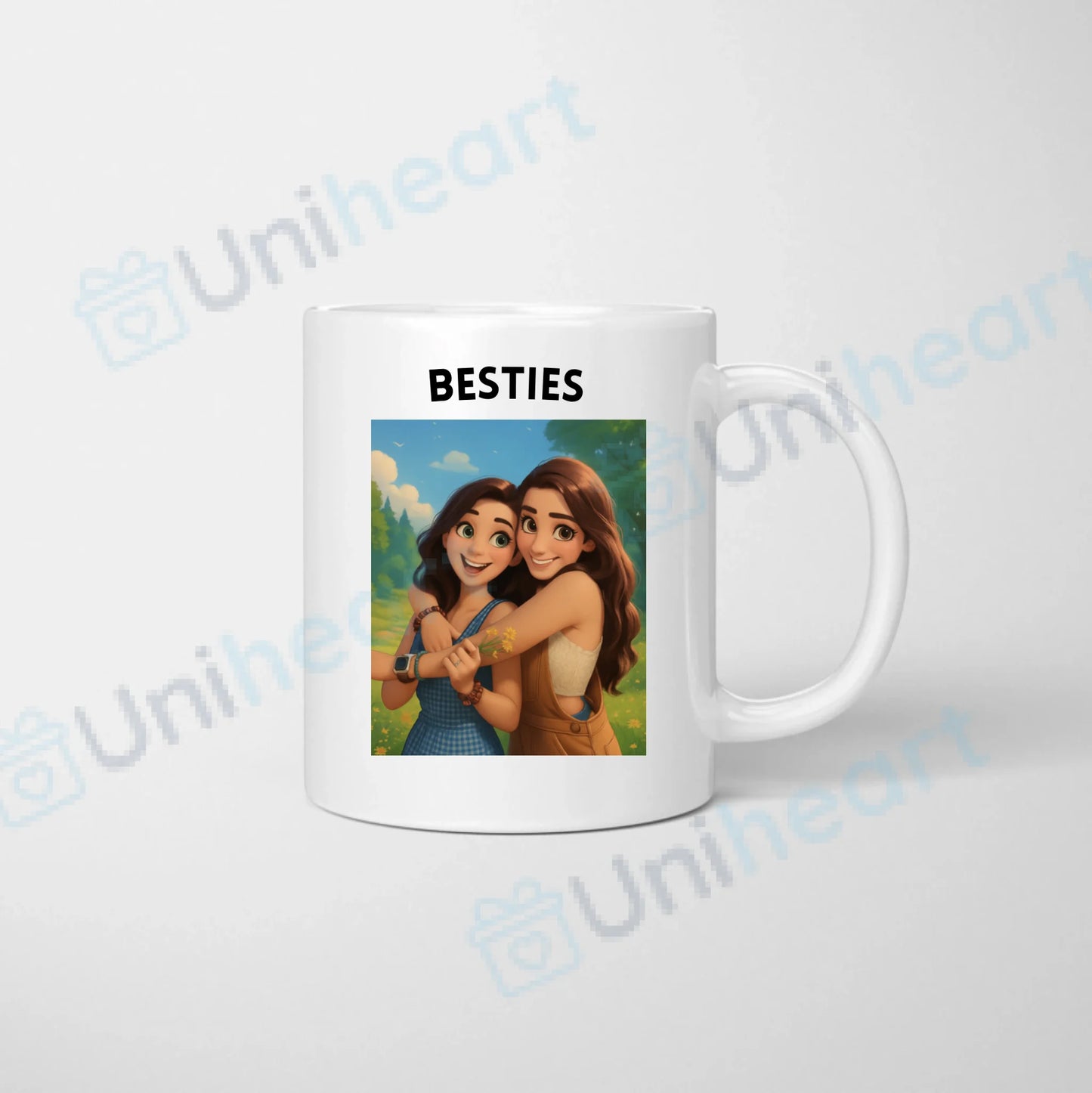 Personalisierte Foto-Tasse Besties Zeichentrick (Verwandelt eure Bilder in eine Disney-Zeichnung)