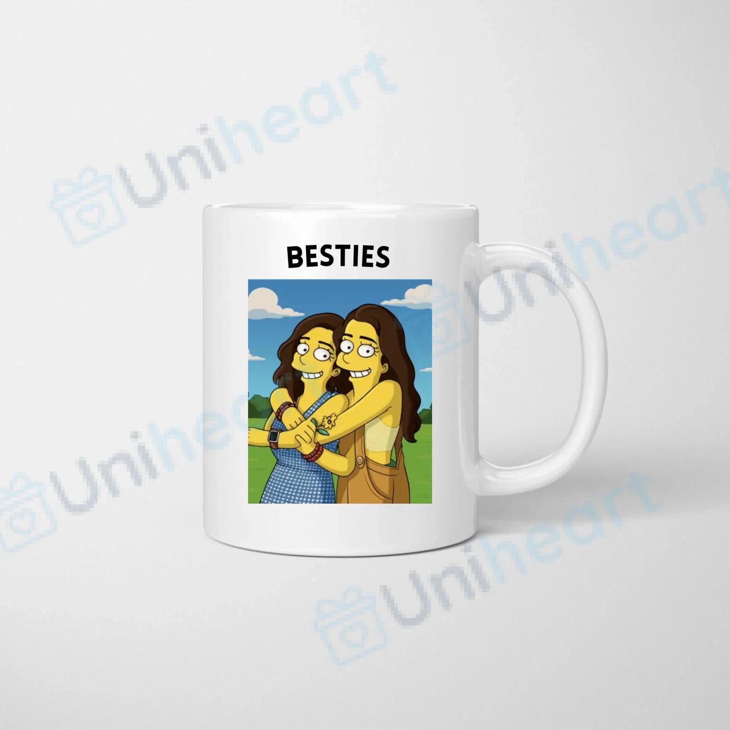 Personalisierte Foto-Tasse Besties Comic (Verwandelt eure Bilder in eine Gelbe Figuren Comic Zeichnung)