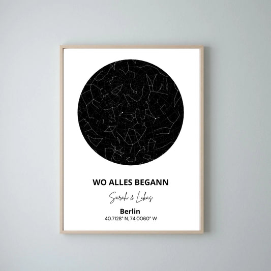 Unser Sternenhimmel, wo alles begann - Personalisiertes Sternenkarte-Poster