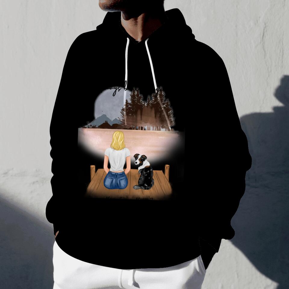 Frauchen mit Haustier - Personalisierter Kapuzen-Pullover Unisex (Hund & Katze)