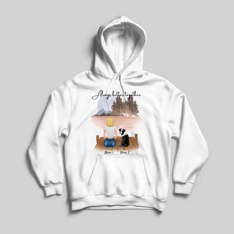 Frauchen mit Haustier - Personalisierter Kapuzen-Pullover Unisex (Hund & Katze)