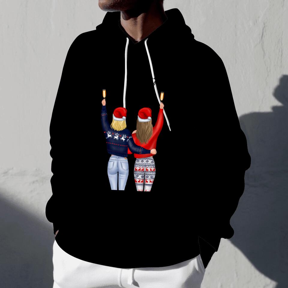 Beste Freundinnen Weihnachten Cheers - Personalisierter Kapuzen-Pullover Unisex (2-4 Frauen)